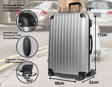 Lade das Bild in den Galerie-Viewer, Handgepäck Koffer Reisekoffer mit Rollen Trolley Handgepäck Trolley Rollkoffer Sicherheit Zahlenschloß Airline-kompatibel Handgepäck 4 Rollen(Silber)
