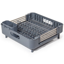 Lade das Bild in den Galerie-Viewer, Abtropfgestell, Erweiterbar Geschirrabtropfgestell, Edelstahl Abtropfgestell Geschirr mit Utensilienhalter Becherhalter für Küchentheke Spüle Organizer(Schwarz)
