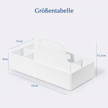 Lade das Bild in den Galerie-Viewer, Korb Organizer mit Griff, Kunststoffkorb, Reinigungskorb, Bastelkorb, Schreibtischkorb, Aufbewahrung für stifte, bad, schminktisch, Bastelsachen, Nähutensilien 17T x 33B x 15,5H cm
