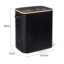 Lade das Bild in den Galerie-Viewer, 140L Pfandflaschen Sammelbehälter mit Deckel &amp; XXL Tragetaschen, Flaschensammler für Leergut &amp; Altglas, 2 Fächer Organizer mit Lochdesign, Recycling Behälter für Küche &amp; Abstellraum, Schwarz

