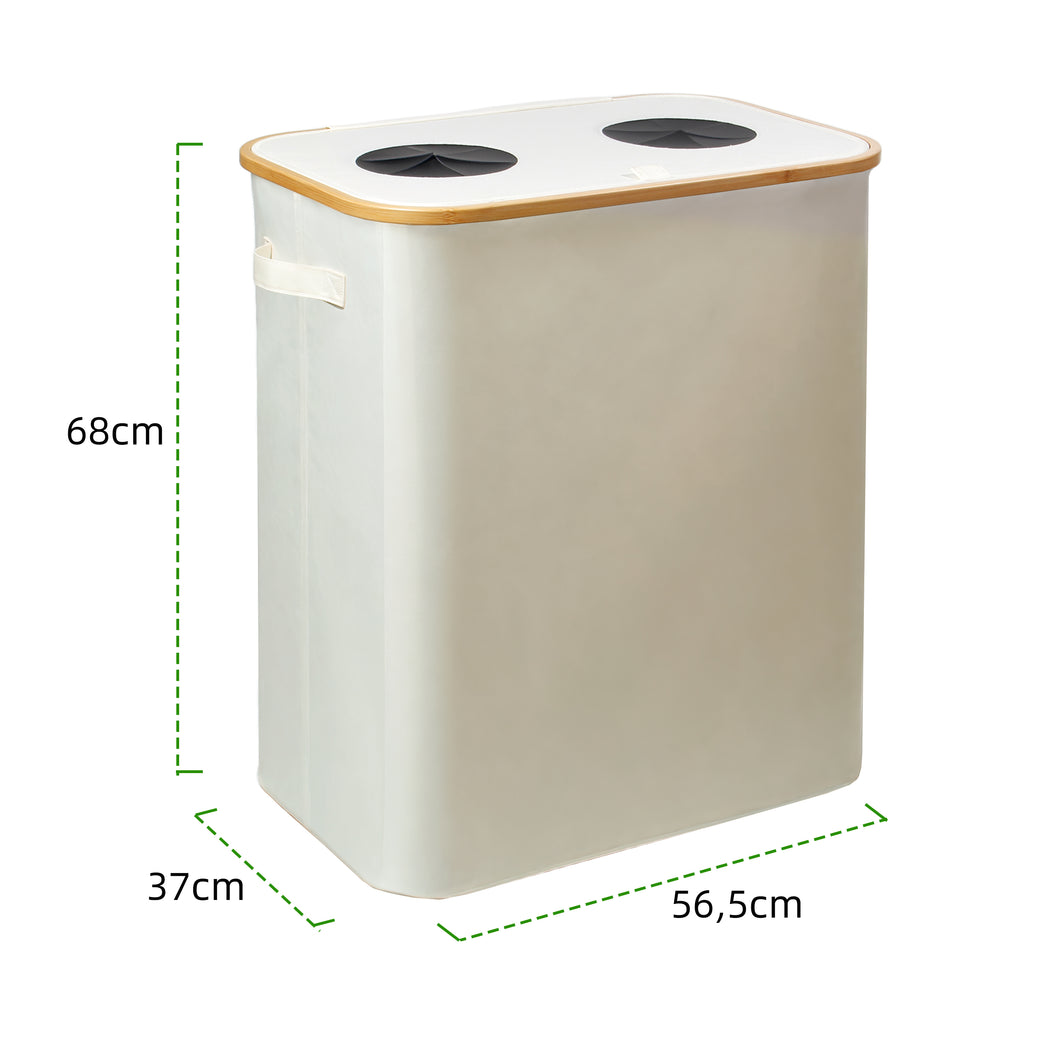 140L Pfandflaschen Sammelbehälter mit Deckel & XXL Tragetaschen, Flaschensammler für Leergut & Altglas, 2 Fächer Organizer mit Lochdesign, Recycling Behälter für Küche & Abstellraum