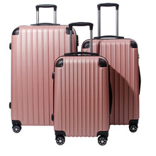 Lade das Bild in den Galerie-Viewer, Handgepäck Koffer Reisekoffer mit Rollen Trolley Handgepäck Trolley Rollkoffer Sicherheit Zahlenschloß Airline-kompatibel Handgepäck 4 Rollen(Roségold)
