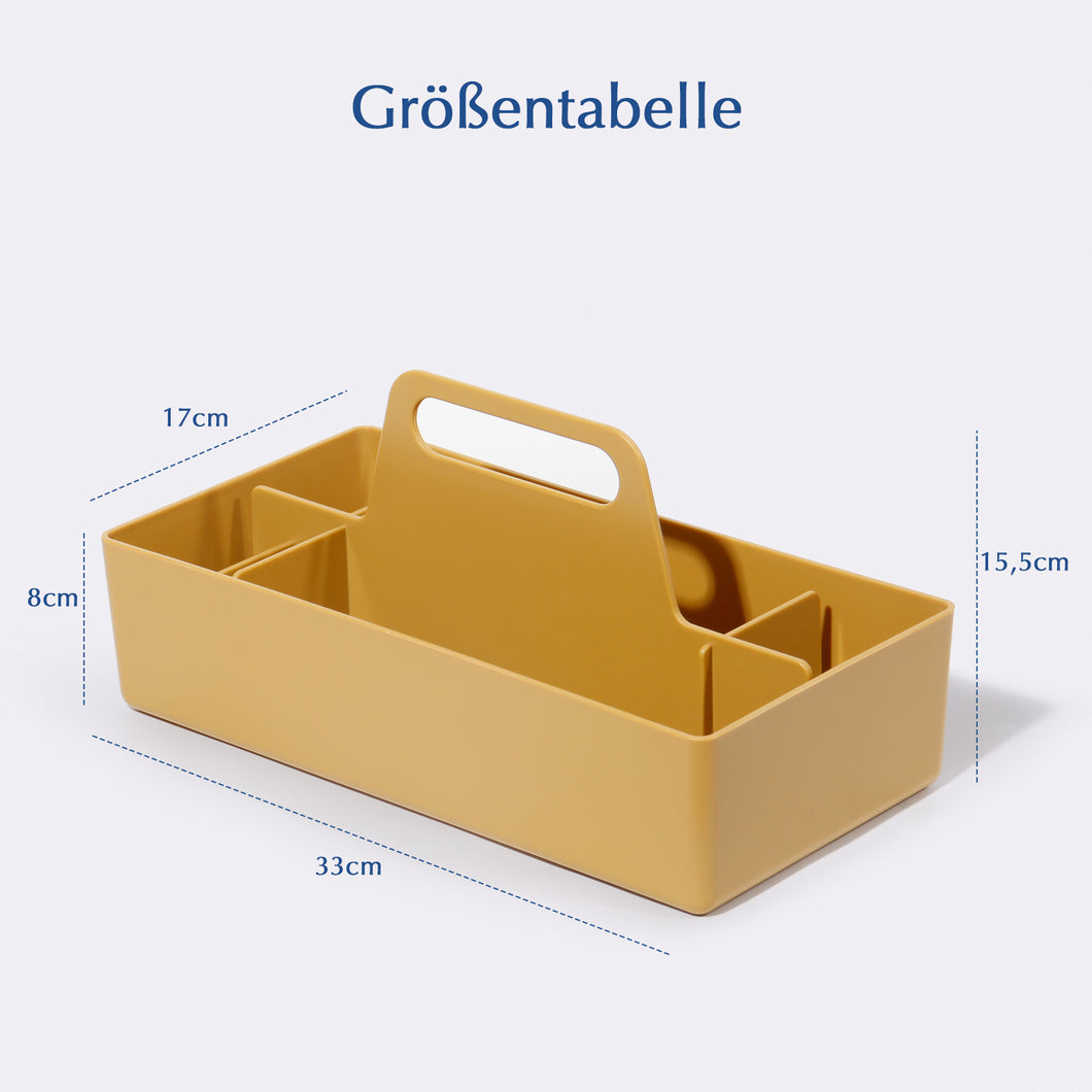 Korb Organizer mit Griff, Kunststoffkorb, Reinigungskorb, Bastelkorb, Schreibtischkorb, Aufbewahrung für stifte, bad, schminktisch, Bastelsachen, Nähutensilien 17T x 33B x 15,5H cm