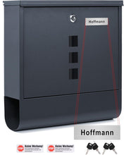 Lade das Bild in den Galerie-Viewer, Briefkasten mit Edelstahl Namensschild 9.5 x 35 x 35 cm mit 4 Schlüsseln
