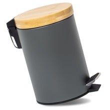Lade das Bild in den Galerie-Viewer, 5L Mülleimer Bad mit Holzdeckel, Kosmetikeimer mit Absenkautomatik (Soft Close), Badezimmer eimer, Abfalleimer Bad
