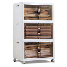Lade das Bild in den Galerie-Viewer, 75L x 3, Faltbare Aufbewahrungsbox mit Deckel,Aufbewahrungsregal mit boxen,Stapelboxen,Kunststoffbox mit Türen 64.5 * 41.5 * 111cm
