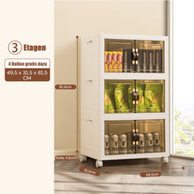 Lade das Bild in den Galerie-Viewer, 33L x 3, Faltbare Aufbewahrungsbox mit Deckel,Aufbewahrungsregal mit boxen,Stapelboxen,Kunststoffbox mit Türen49.5*31.5*84.5cm
