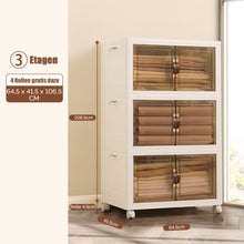 Lade das Bild in den Galerie-Viewer, 75L x 3, Faltbare Aufbewahrungsbox mit Deckel,Aufbewahrungsregal mit boxen,Stapelboxen,Kunststoffbox mit Türen 64.5 * 41.5 * 111cm
