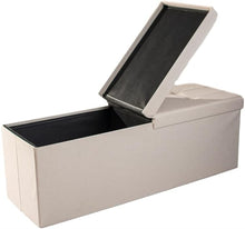 Lade das Bild in den Galerie-Viewer, Sitzbank mit Stauraum Sitzhocker Faltbar Sitztruhe belastbar bis 300 kg, Deckel Abnehmbar, 114cm。
