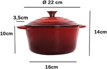 Lade das Bild in den Galerie-Viewer, Emaillierte Gusseisen Topf Brot Backen Ø 24 cm/22cm, Gusseisen-Bräter mit Deckel, Rund, Robuster gusseiserner Brottopf zum backen, blau, Für alle Herdarten und Induktion geeignet
