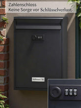 Lade das Bild in den Galerie-Viewer, Briefkasten  mit Edelstahl Namensschild Wandbriefkasten Postkasten briefkästen mit Zahlenschloss （(8,5 x 26 x 35 cm)）
