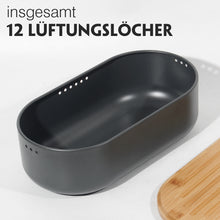 Lade das Bild in den Galerie-Viewer, Brotkasten mit Schneidebrett, Brotaufbewahrung mit Deckel, Brotbox aus Metall, Brotbeutel aus Leinen, Bread Box (Grau)
