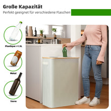 Lade das Bild in den Galerie-Viewer, 140L Pfandflaschen Sammelbehälter mit Deckel &amp; XXL Tragetaschen, Flaschensammler für Leergut &amp; Altglas, 2 Fächer Organizer mit Lochdesign, Recycling Behälter für Küche &amp; Abstellraum (Beige)
