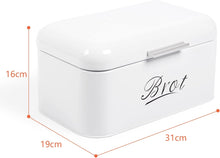 Lade das Bild in den Galerie-Viewer, Brotkasten mit Deckel, Großer Knäckebrot Box aus Metall, Brot und Kekse Lange Aufbewahren und Trocken Halten, Retro Design (31cm)
