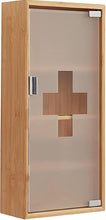 Lade das Bild in den Galerie-Viewer, Medikamentenschrank &amp; Medizinschrank aus Bambus, hängeschrank, Hausapotheke, Erste Hilfe Schrank,Glastür mit Magnetverschluss，Arzneischrank 4 Fächer，12T x 27B x 57H cm
