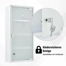 Lade das Bild in den Galerie-Viewer, Medizinschrank Abschließbar Hängend, Erste Hilfe Schrank, Arzneischrank aus Edelstahl Gross, Medikamentenschrank 57 x 27 x 12 cm((Weiß - 4Schichten))
