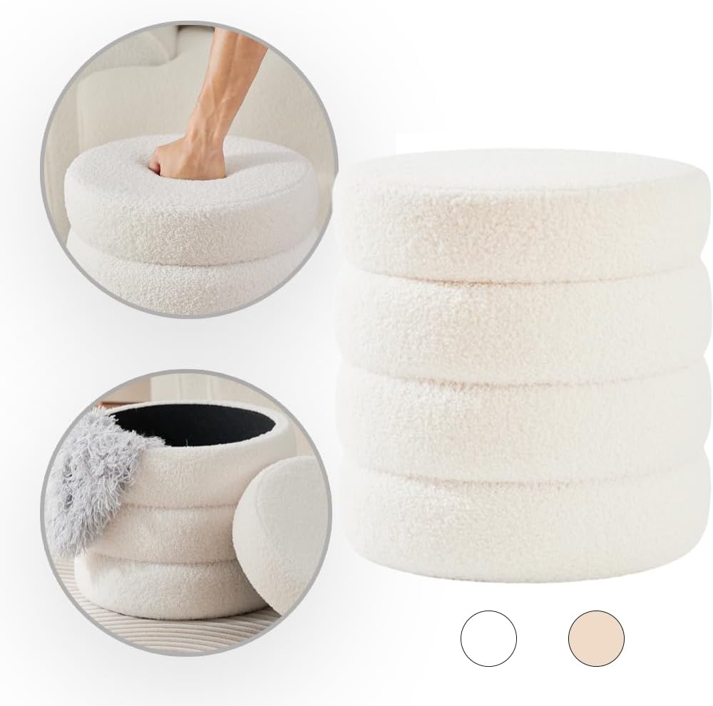 Teddy Hocker mit Stauraum - Runder Sitzhocker