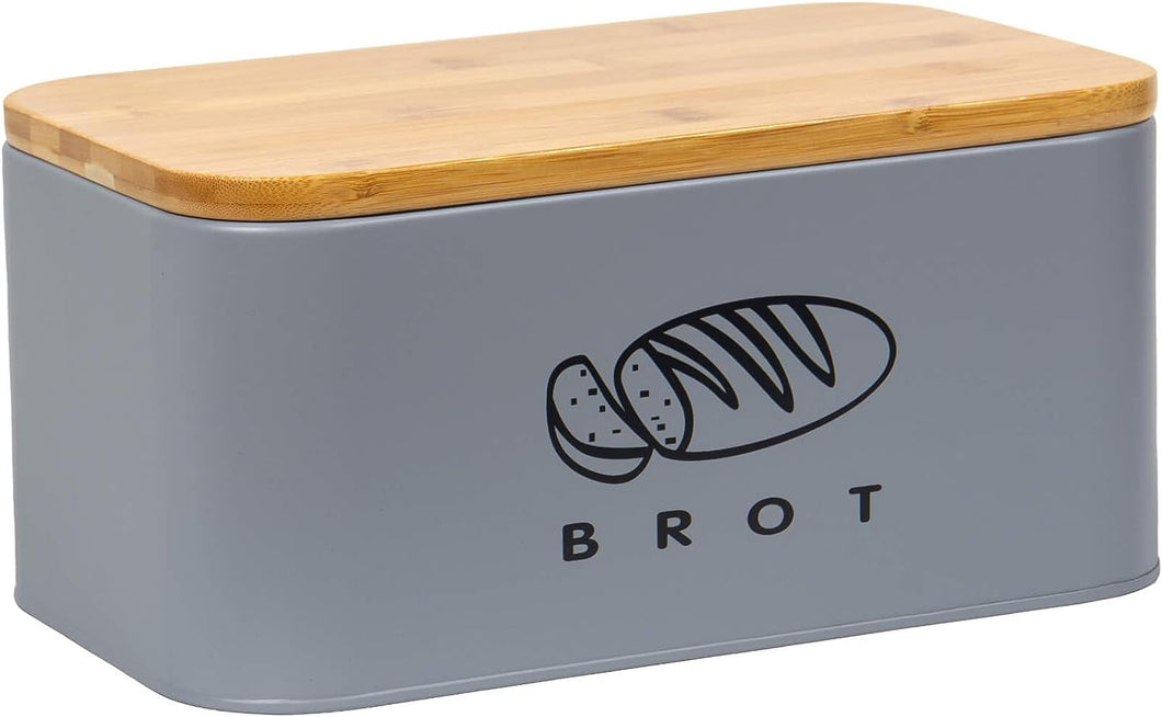 Brotkasten mit Deckel, Großer Knäckebrot Box aus Metall, Brotaufbewahrungsbox , Brot,Kekse Lange Aufbewahren und Trocken Halten( Grau-30cm)