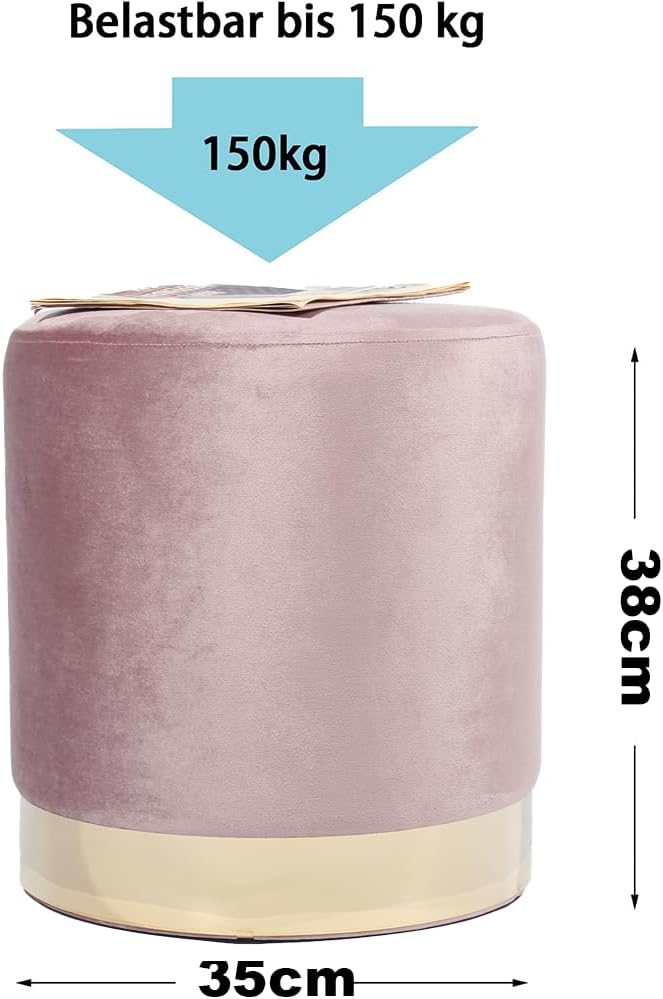 Samthocker Runder,Zylindrischer Ottoman,Fußbank Hocker,Sitzhocker Runder,Maximale Belastung 150kg,35x35x38cm