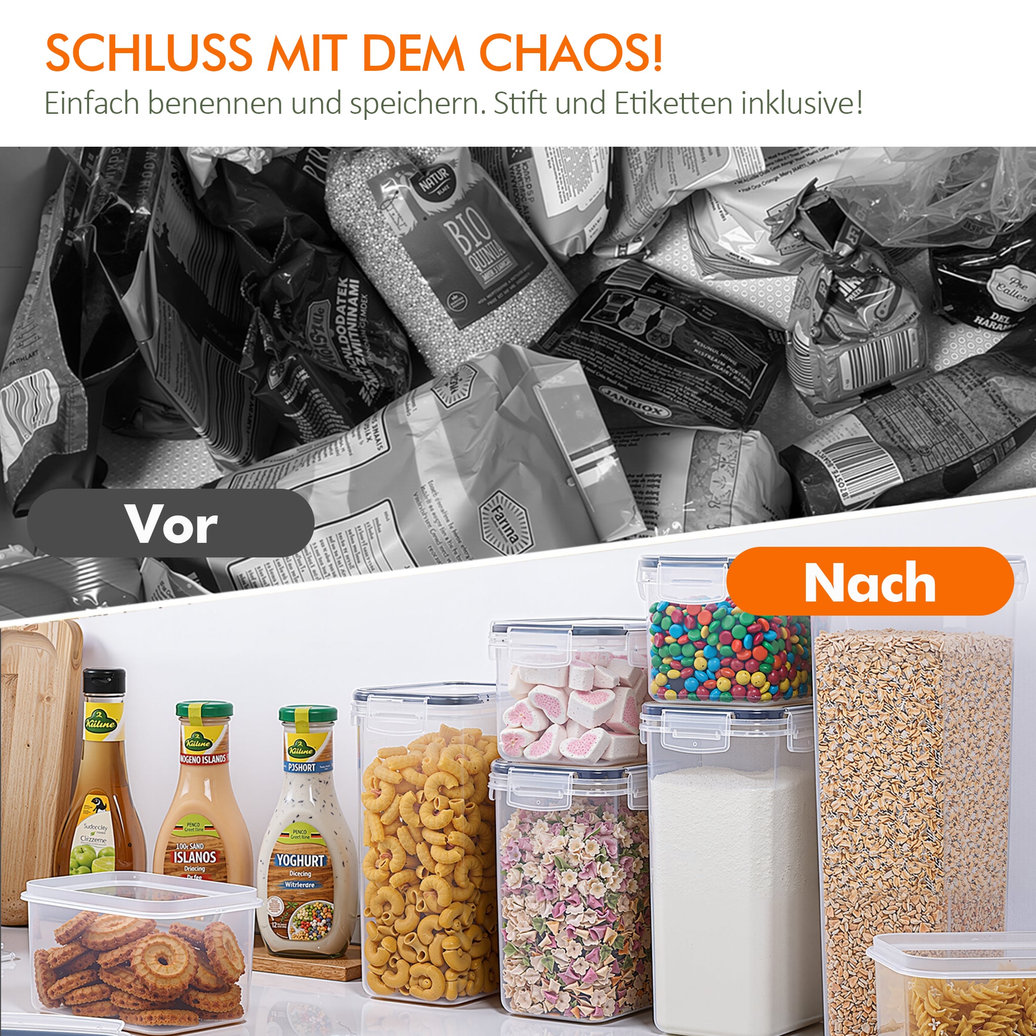 müsli box aufbewahrung Vorratsdosen Mit Deckel Luftdicht (4 Größen), 24er Set Organizer Box, –  Zedelmaier Shop