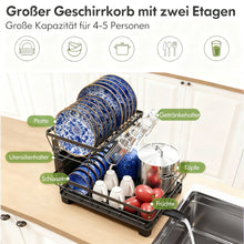 Lade das Bild in den Galerie-Viewer, Abtropfgestell Geschirr，Edelstahl-Geschirrabtropfgestell für Küchentheke
