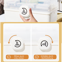 Lade das Bild in den Galerie-Viewer, Aufbewahrungsbox Medikamenten Aufbewahrung Medizinbox Apothekenbox HausapothekeBox Groß, Tragbar, Kindersicherung, 3 Treppenabteile(Open Weiß-39cm)
