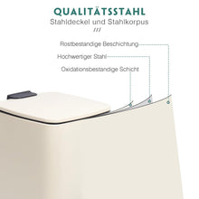 Lade das Bild in den Galerie-Viewer, Kosmetikeimer 8L, Mülleimer bad, Badmülleimer mit Deckel, (Soft Close) Tretmülleimer aus Metall für Badezimmer, WC, Schlafzimmer (Beige, 24 x 19,5 x 33 cm)
