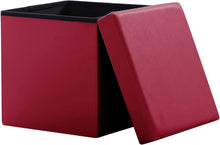 Lade das Bild in den Galerie-Viewer, Sitzhocker ,Stauraum Fußhocker, Aufbewahrungsbox faltbar belastbar bis 300 kg, 38 x 38 x 38 cm,Aus MDF-Platte und Kunstleder.
