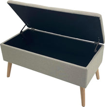 Lade das Bild in den Galerie-Viewer, Sitzbank mit Stauraum Sitztruhen Footstool Aufbewahrungsbox Stuhl Polstersitz aus Leinen Moderne Möbel ( (Beige Leinen)
