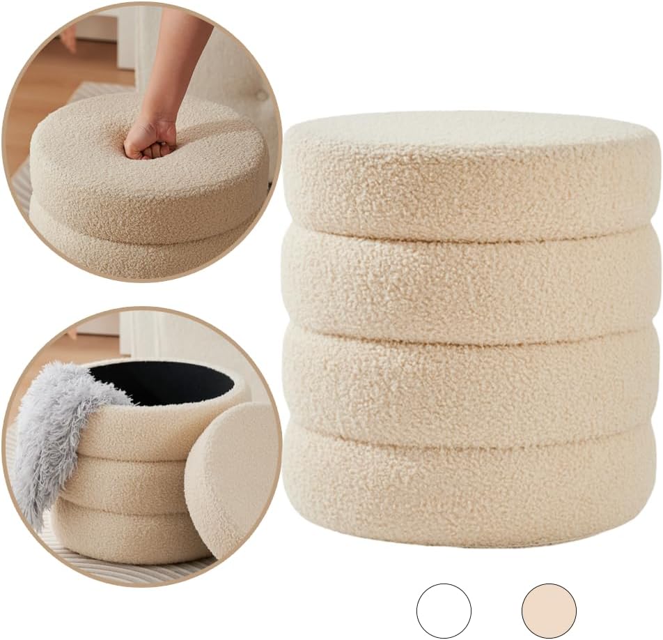 Teddy Hocker mit Stauraum - Runder Sitzhocker(38*40H)