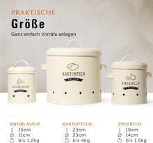 Lade das Bild in den Galerie-Viewer, Kartoffel Vorratsdosen Set, Kartoffeltopf im Retro Zwiebeltopf, Vorratsbehälter aus Metall,  Kann Kartoffeln für eine Lange Zeit lagern(Set)
