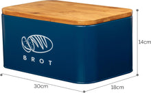 Lade das Bild in den Galerie-Viewer, Brotbox  mit Deckel, Großer Knäckebrot Box aus Metall, Brotaufbewahrungsbox , Brot,Kekse Lange Aufbewahren und Trocken Halten(Dunkelblau-30cm)
