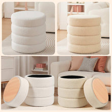 Lade das Bild in den Galerie-Viewer, Teddy Hocker mit Stauraum - Runder Sitzhocker(37*47H)
