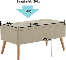 Lade das Bild in den Galerie-Viewer, Sitzbank mit Stauraum Sitztruhen Footstool Aufbewahrungsbox Stuhl Polstersitz aus Leinen Moderne Möbel ( (Beige Leinen)
