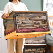 Lade das Bild in den Galerie-Viewer, Faltbare Kunststoff-Aufbewahrungsbox Transparent mit Deckel &amp; Rädern,60L(34,5x42x61cm),Organizer zum Aufbewahren von Büchern, Kleidung, Spielzeug, Bettzeug oder als Schuhkarton(Gelb)
