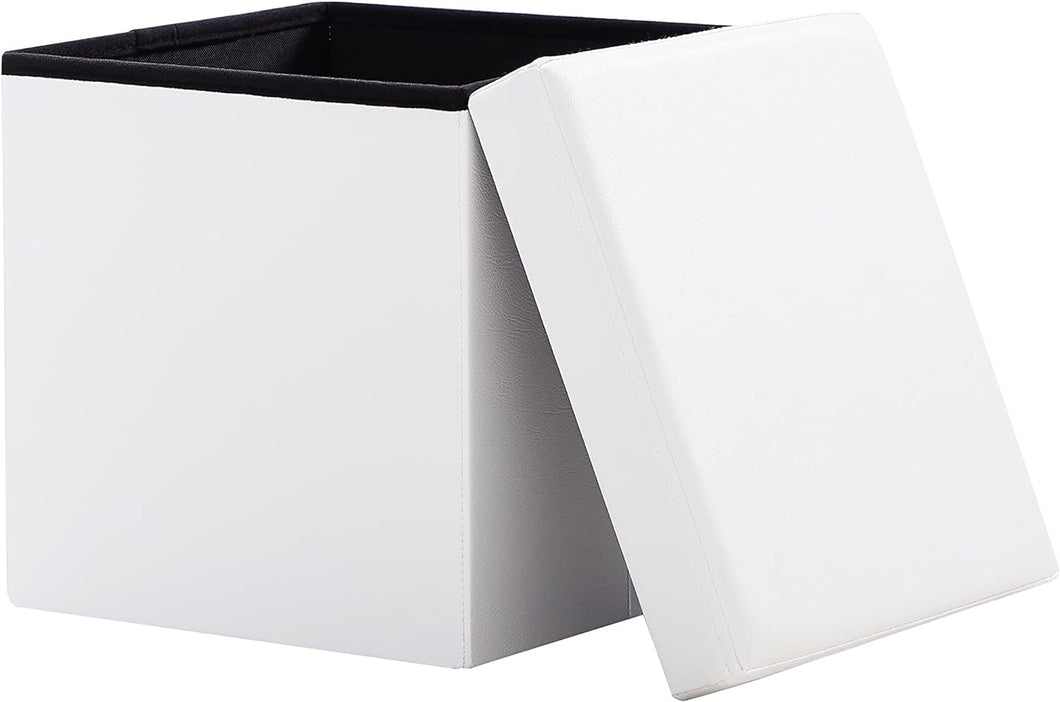 Sitzhocker ,Stauraum Fußhocker, Aufbewahrungsbox faltbar belastbar bis 300 kg, 38 x 38 x 38 cm,Aus MDF-Platte und Kunstleder.