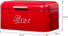 Lade das Bild in den Galerie-Viewer, Brotkasten mit Deckel, Großer Knäckebrot Box aus Metall, Brot und Kekse Lange Aufbewahren und Trocken Halten, Retro Design (31cm)
