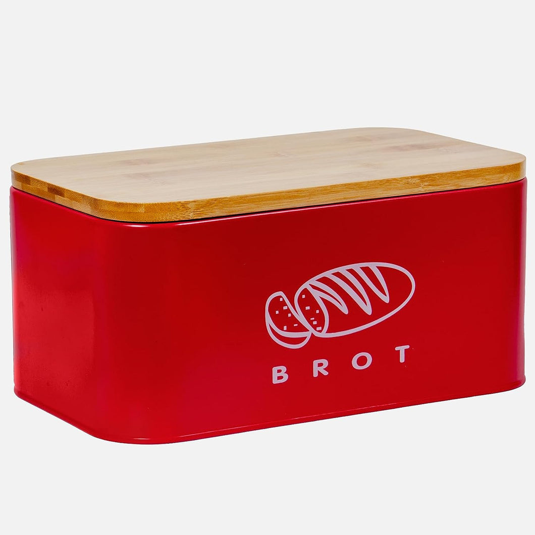 Brotkasten mit Deckel, Großer Knäckebrot Box aus Metall, Brotaufbewahrungsbox , Brot,Kekse Lange Aufbewahren und Trocken Halten( ROT-30cm)