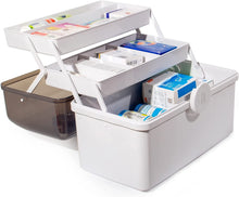 Lade das Bild in den Galerie-Viewer, Medikamenten Aufbewahrung, Medizinbox, Hausapotheke Box, Apothekenbox, Medizinkoffer Groß (Weiß-39cm)
