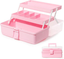 Lade das Bild in den Galerie-Viewer, Aufbewahrungsbox mit fächern, Sortierboxen, Nähkasten, Bastelkoffer leer, Medicine Organizer Box, Angelkoffer, Aufbewahrung for Kleinteile, Haargummi (Rosa-31,5cm)
