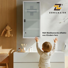 Lade das Bild in den Galerie-Viewer, Medizinschrank Abschließbar Hängend, Erste Hilfe Schrank, Arzneischrank aus Edelstahl Gross, Medikamentenschrank 57 x 27 x 12 cm((Weiß - 4Schichten))
