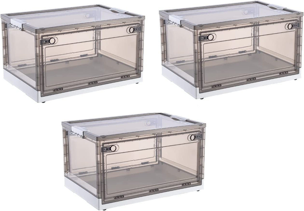 altbare Kunststoff-Aufbewahrungsbox Transparent mit Deckel & Rädern, 45L(36x52x30cm)*3,Organizer Ideal zum Aufbewahren von Büchern, Kleidung, Spielzeug, Bettzeug oder als Schuhkarton