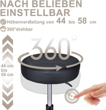 Lade das Bild in den Galerie-Viewer, Rollhocker höhenverstellbar, leise Rollen, 44–58 cm, Schwarz

