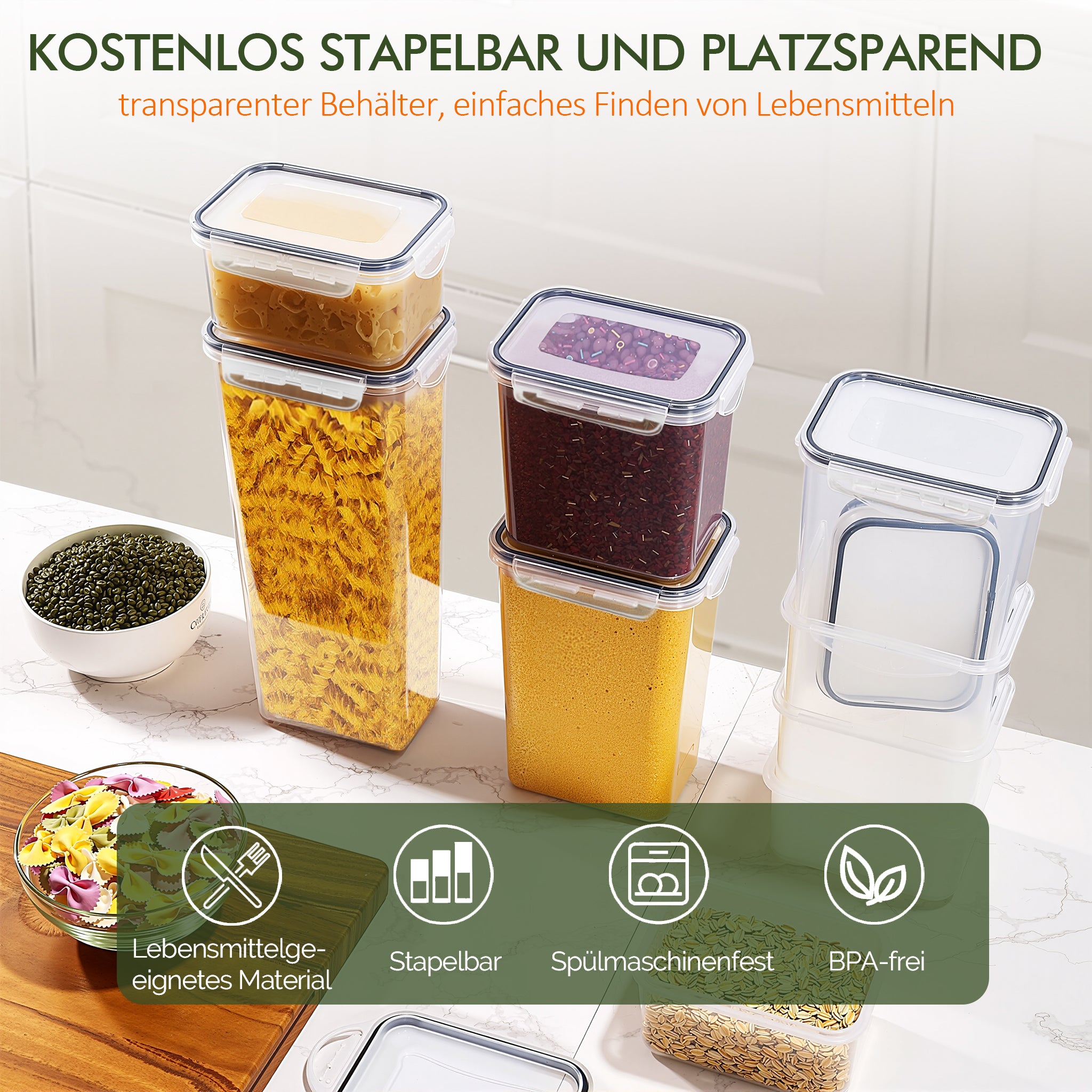 müsli box aufbewahrung Vorratsdosen Mit Deckel Luftdicht (4 Größen), 24er Set Organizer Box, – Zedelmaier Shop