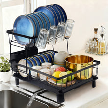 Lade das Bild in den Galerie-Viewer, Abtropfgestell Geschirr，Edelstahl-Geschirrabtropfgestell für Küchentheke
