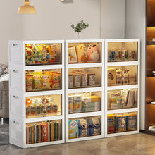 Lade das Bild in den Galerie-Viewer, 33L x 3, Faltbare Aufbewahrungsbox mit Deckel,Aufbewahrungsregal mit boxen,Stapelboxen,Kunststoffbox mit Türen49.5*31.5*84.5cm
