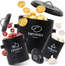 Lade das Bild in den Galerie-Viewer, Premium Kartoffel Aufbewahrungsbox [3er Set], Kartoffeln, Zwiebeln und Knoblauch Aufbewahrung, Hält Gemüse Länger Frisch
