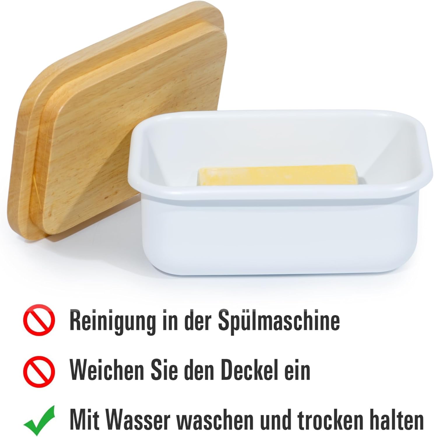 butterdose bambus Butterdose mit Holzdeckel, Butterglocke für 250 g Butter, Multi-Funkti –  Zedelmaier Shop