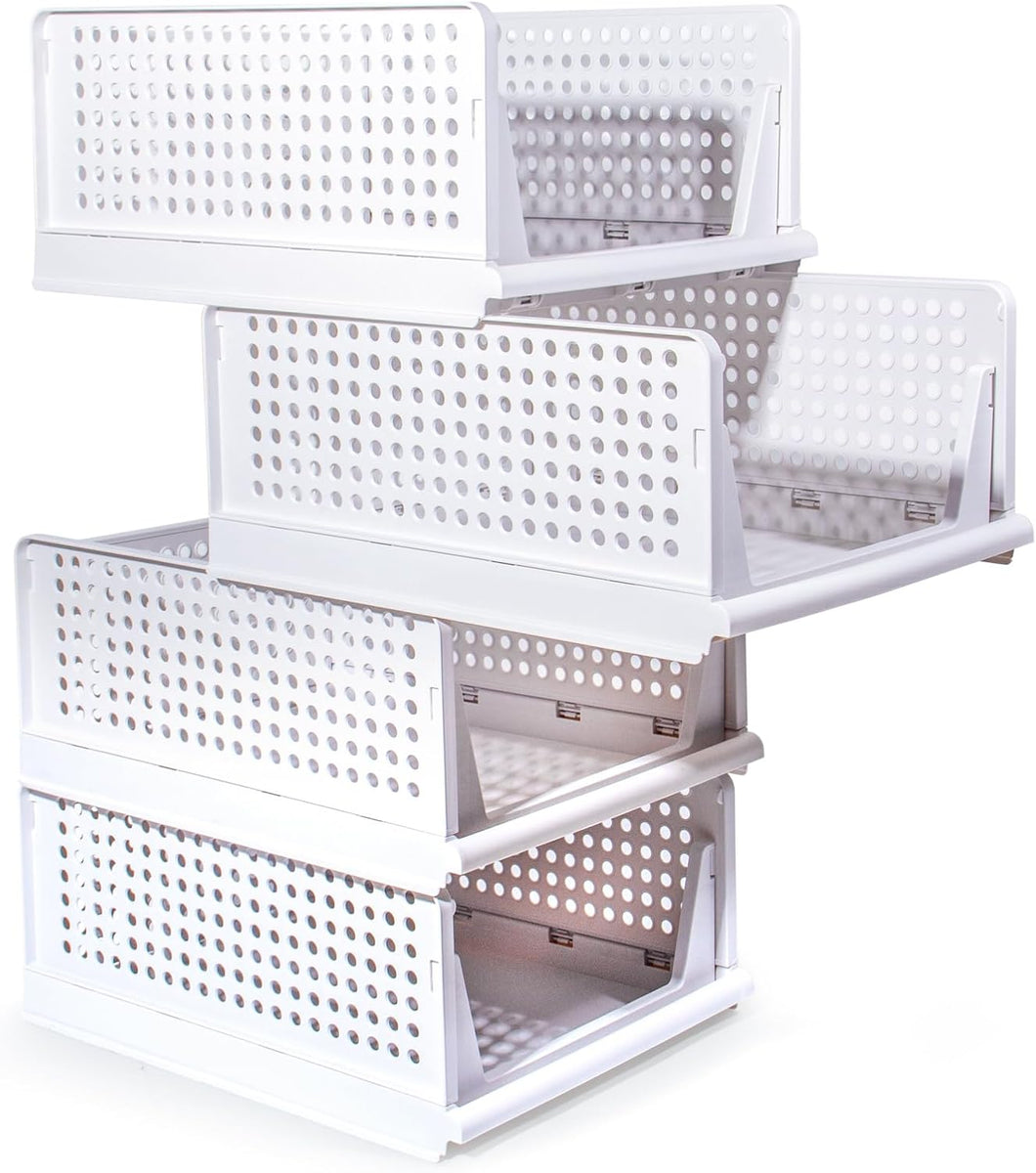Schrank Organizer Kleiderschrank 3 Stück, Faltbare Aufbewahrungsbox, Ordnungssystem für Schubladen, Schließfächer, Kleiderschränke (Weiß-18cm*4)