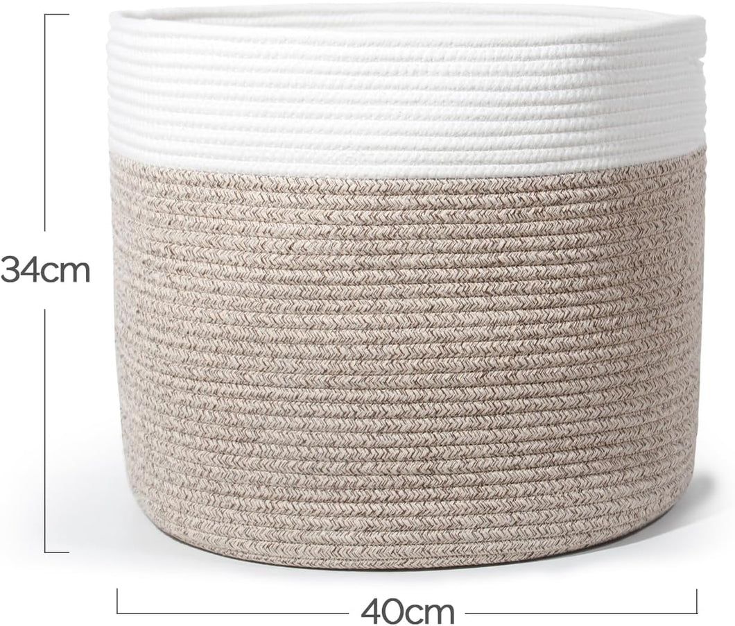 Wäschekorb aus Baumwolle mit Griffen, Aufbewahrungskorb Geflochten, Laundry Baskets, Korb Aufbewahrung für decken, spielzeug, kuscheltier,Kleidung